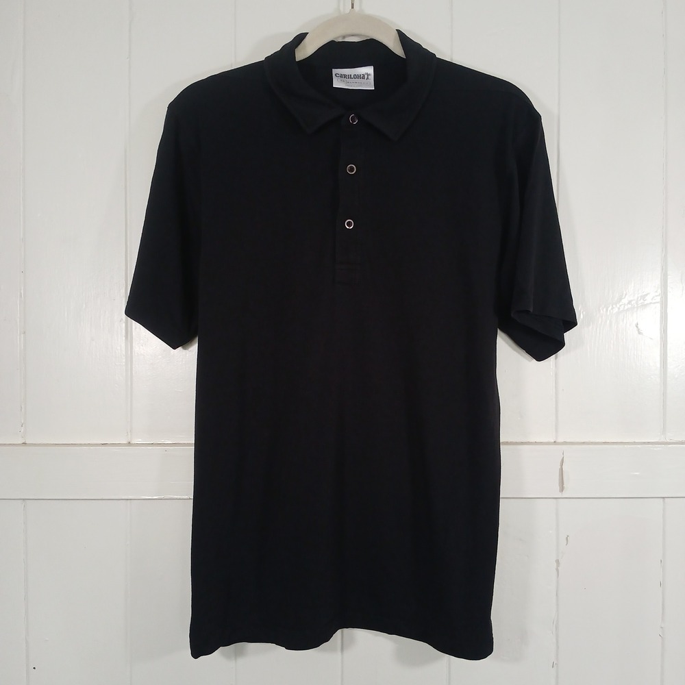 Cariloha‎ Polo Shirt Mens Medium Black Bamboo Fit Organic Cotton Stretch 2364